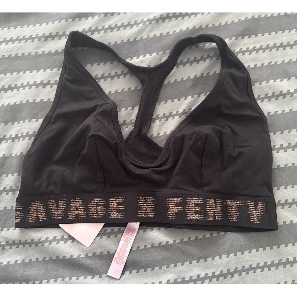 Savage X Fenty Womens Size 1X‎ Forever Savage Scoop Neck Bralette Black Logo